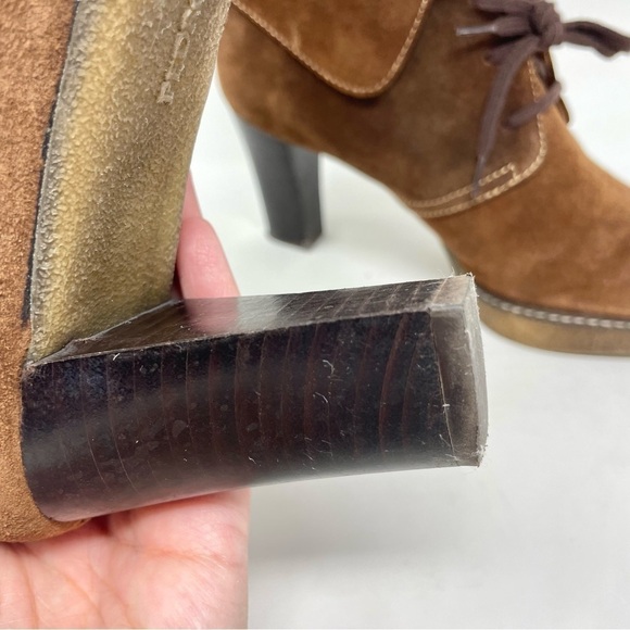 Pedro Miralles Chocolate Brown Suede Heeled Lace Up Ankle Boots Size 39 - Picture 10 of 10